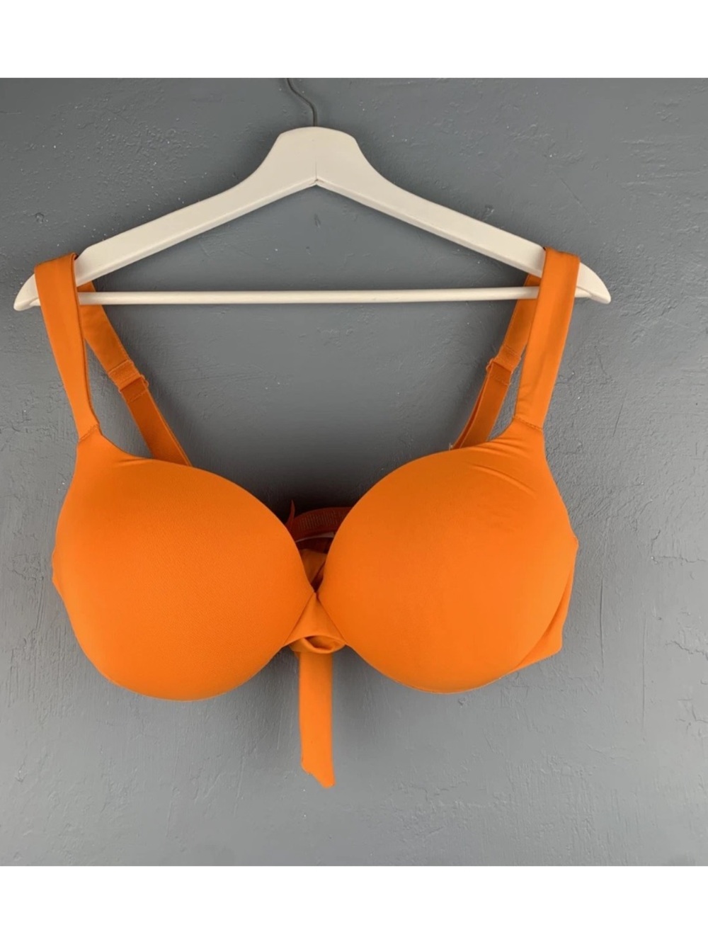 Skims Sz 10 Signature Swim Ultimate Push-Up Bikini Top Tie Back in Tangerine NWT